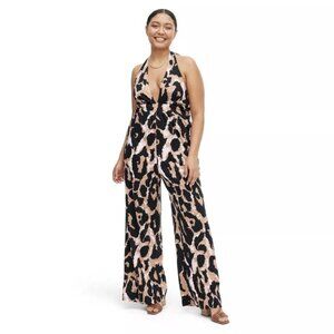Diane Von Furstenberg for Target Halter Neutral Leopard Jumpsuit